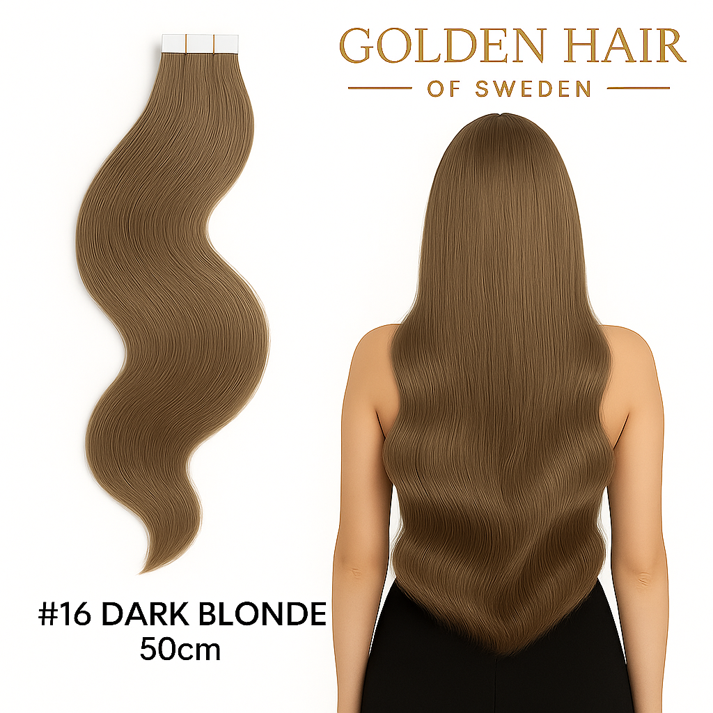 #16 Dark blonde Äkta extensions 50 cm