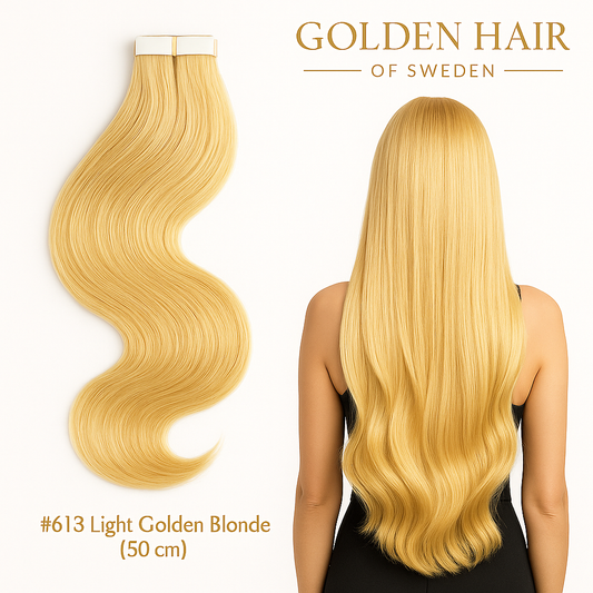 #613 ligth golden blonde äkta  extensions   50 cm